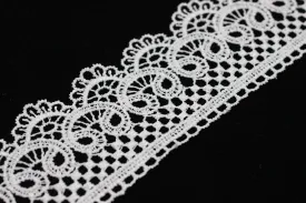 19.6 Yards White Bridal Guipure Lace Trim | 2.1 Inches Wide Lace Trim | Geometric Bridal Lace | French Guipure | Guipure Lace Fabric TRM53