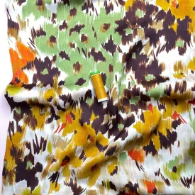 Abstract Flower Field Autumn Viscose Sateen Fabric