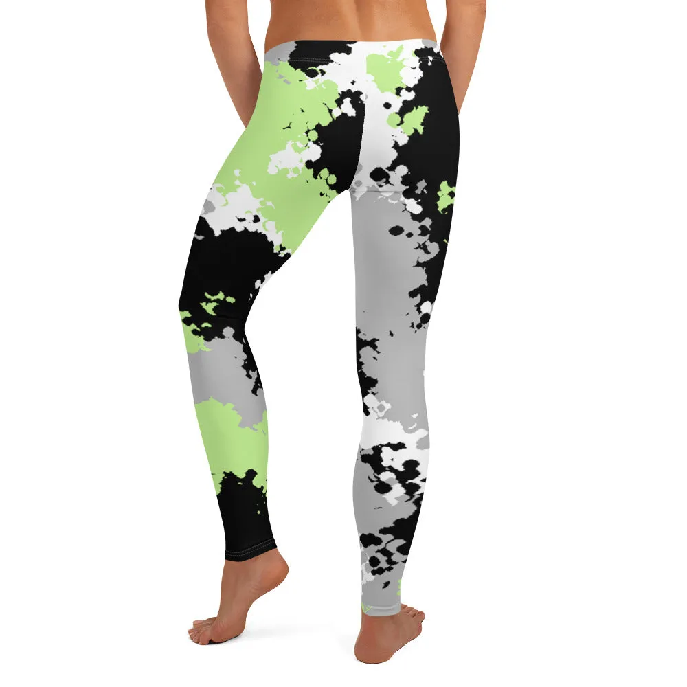 Agender Pride Women's Leggings Yoga Pants in Camo