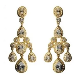 Armania Clear Chandelier Earrings | 18k Gold | 51mm