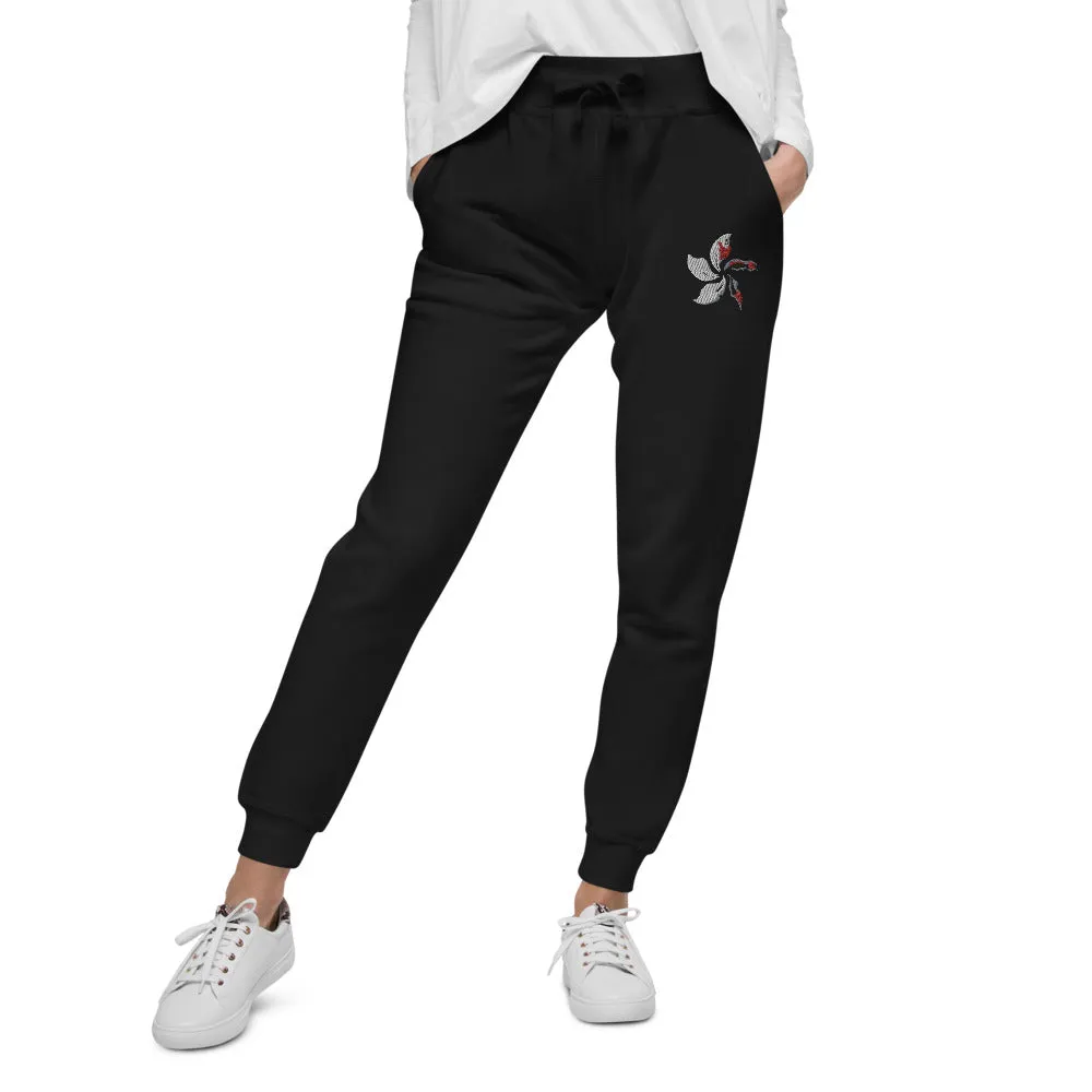 Black Bauhinia Unisex Fleece Jogger Sweatpants