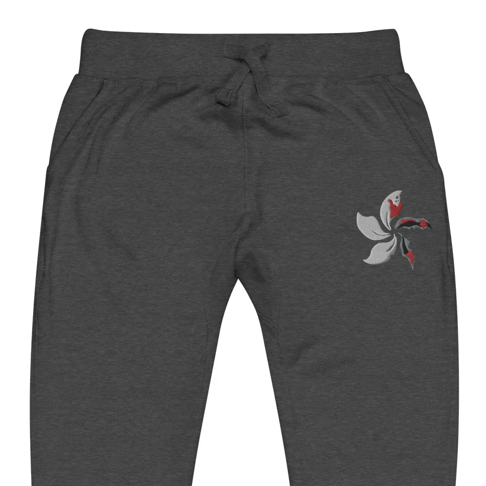 Black Bauhinia Unisex Fleece Jogger Sweatpants