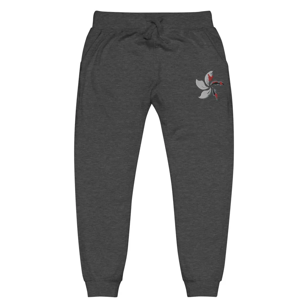 Black Bauhinia Unisex Fleece Jogger Sweatpants