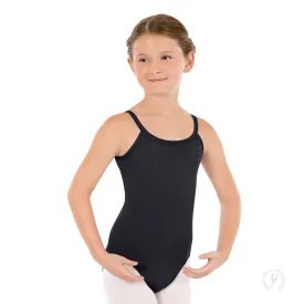 Black Eurotard Girls Cotton Lycra Princess Seam Camisole Leotard - Select Size