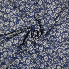 Blue Floral Print Viscose Fabric