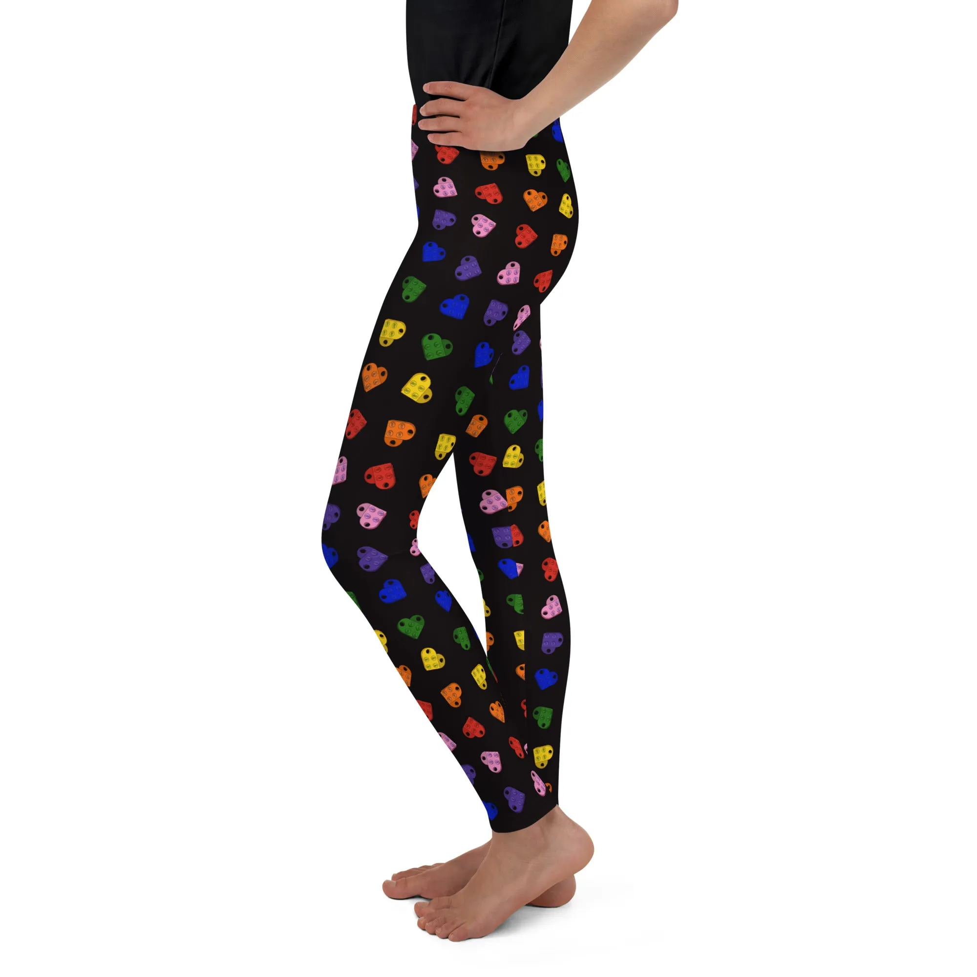 Brick Heart Youth Leggings | Rainbow Heart | Valentines Leggings | Rainbow Leggings | Girls Lego Pants