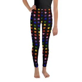 Brick Heart Youth Leggings | Rainbow Heart | Valentines Leggings | Rainbow Leggings | Girls Lego Pants