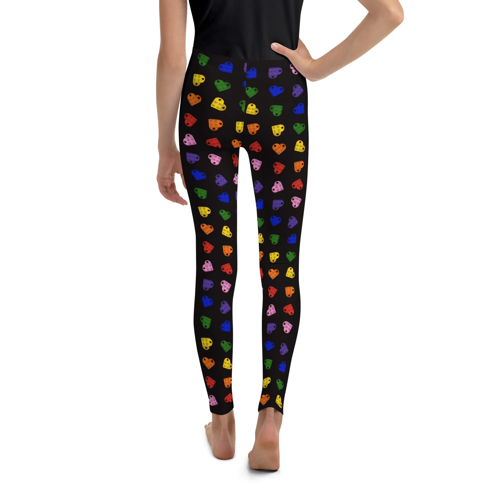 Brick Heart Youth Leggings | Rainbow Heart | Valentines Leggings | Rainbow Leggings | Girls Lego Pants