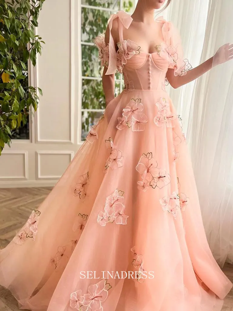 Chic A-line Off-the-shoulder Elegant Long Prom Dress Charming Peach Garden Gown #LOP202