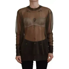 Dolce & Gabbana Black Transparent Crewneck Long Sleeves Top