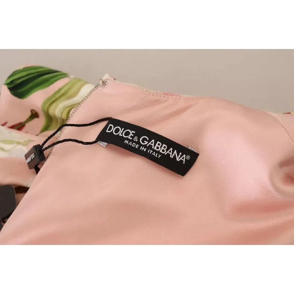 Dolce & Gabbana Pink Lily Viscose Sheath Knee Length Dress