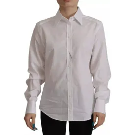 Dolce & Gabbana White Cotton Collared Formal Dress Shirt Top