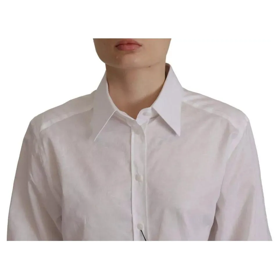 Dolce & Gabbana White Cotton Collared Formal Dress Shirt Top