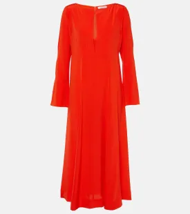 Dorothee Schumacher Sophisticated Voluminous Silk Midi Dress, Red