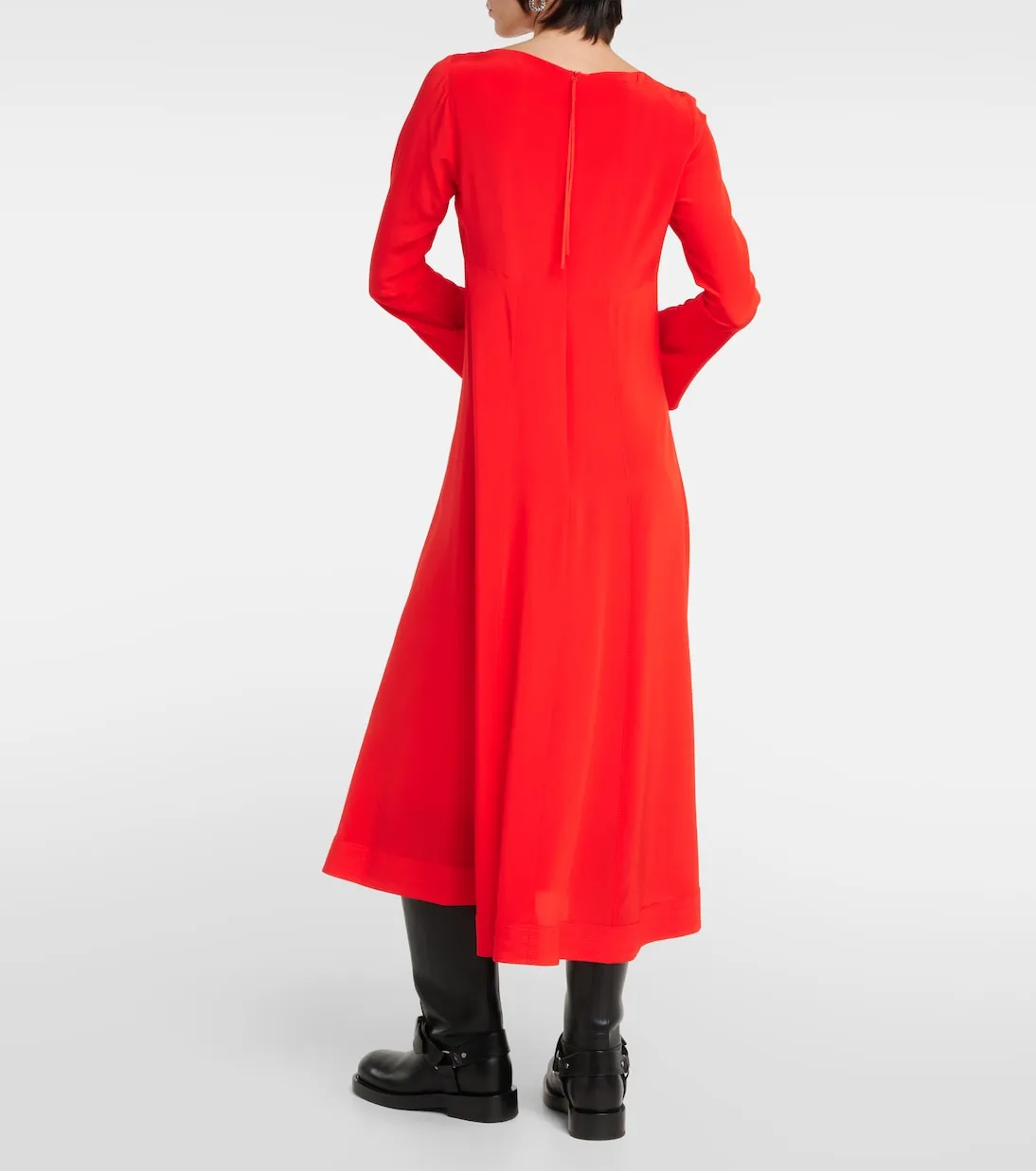 Dorothee Schumacher Sophisticated Voluminous Silk Midi Dress, Red