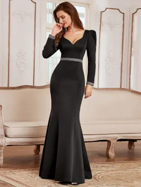 Elegant V Neck Mother of the Bride Dress with Long Sleeves