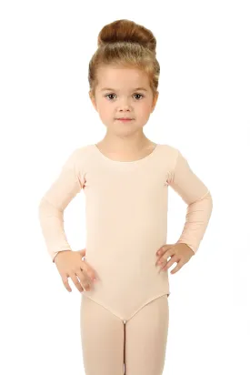 Elowel Kids Girls' Basic Long Sleeve Leotard (Size 2-14 Years) Nude Pink