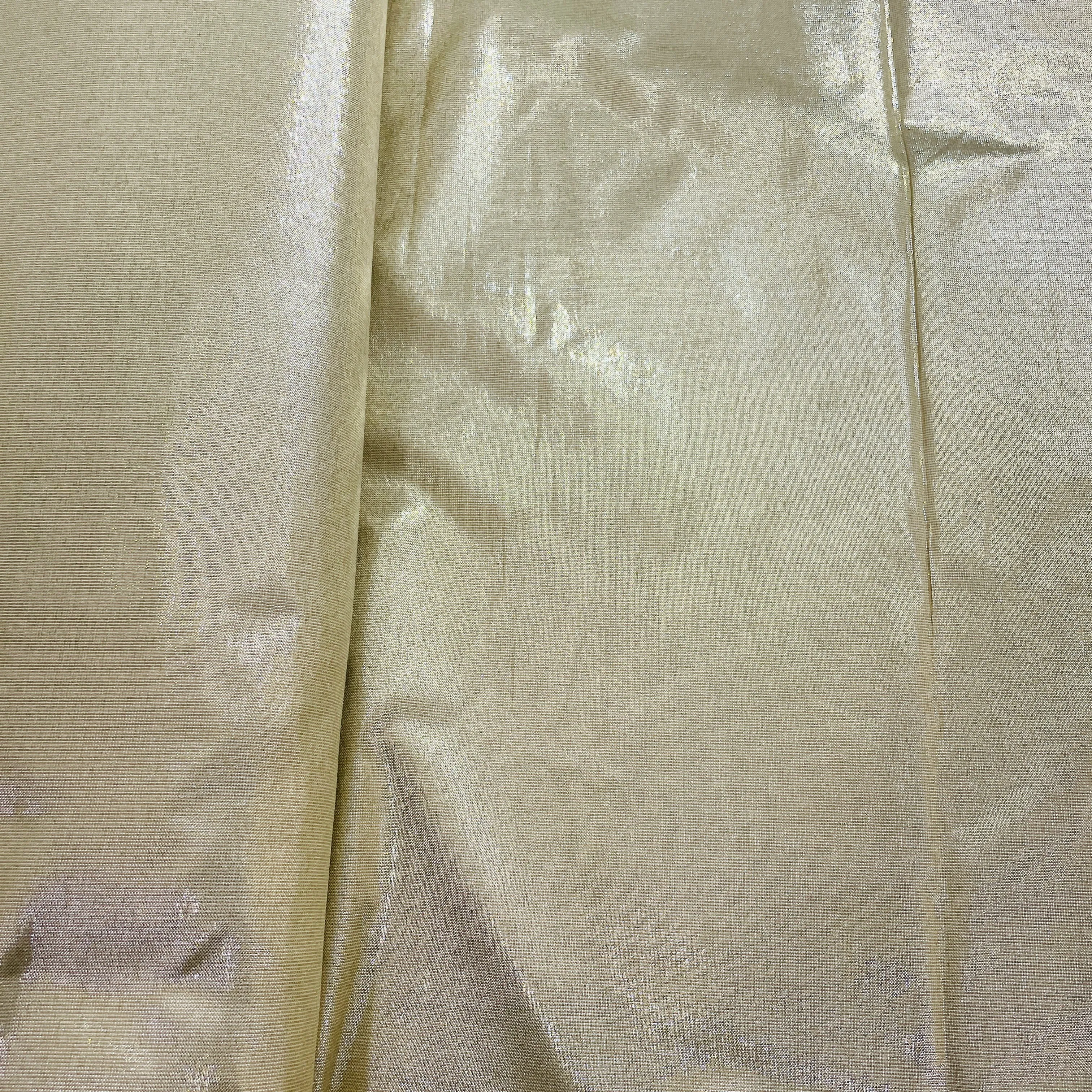 Golden Solid Shimmer Banarsi Satin Brocade Fabric