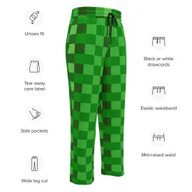 Green Building Blocks Miner Creep Pattern Adult Unisex Wide-leg joggers