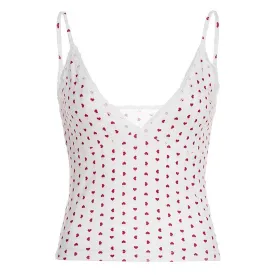 Heart Print Lace Trim Cami