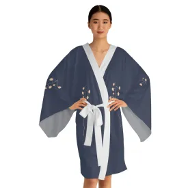 Loungewear  Kimono Robe Adorned with Delicate Flowers