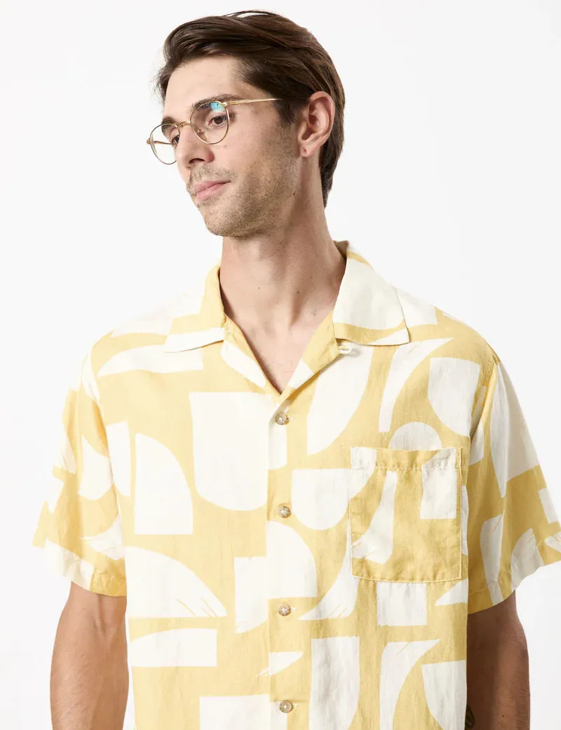 MR SIMPLE - Sunburnt Cuban Bowler Shirt - Natural / Yellow