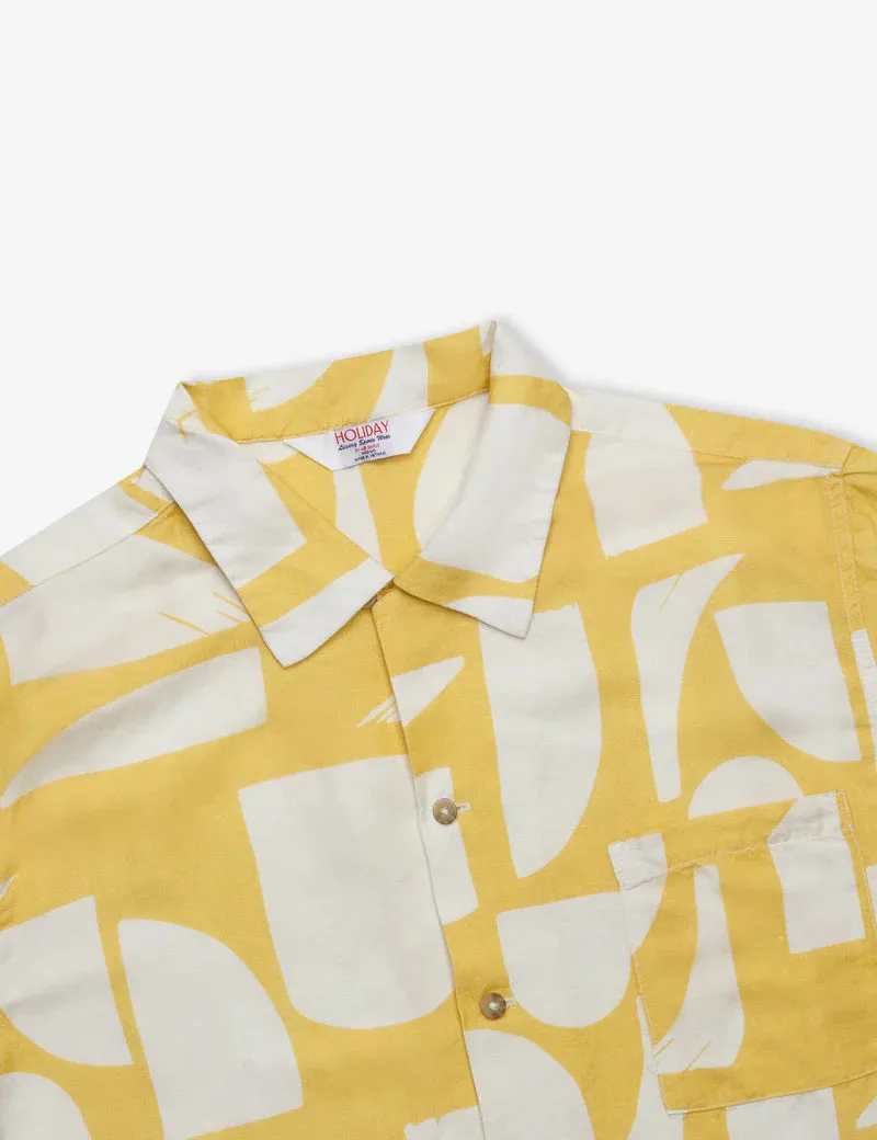 MR SIMPLE - Sunburnt Cuban Bowler Shirt - Natural / Yellow