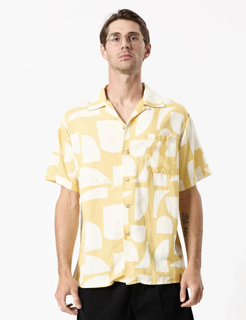 MR SIMPLE - Sunburnt Cuban Bowler Shirt - Natural / Yellow