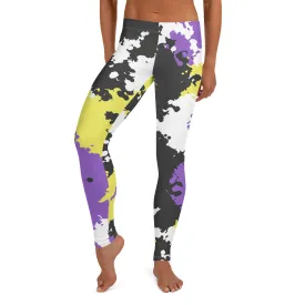 Nonbinary Enby Pride Women's Leggings Yoga Pants in Camouflage