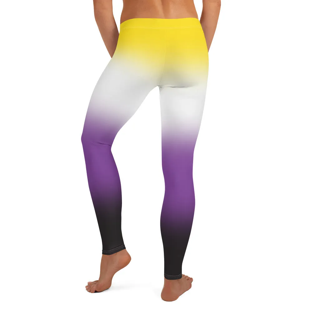 Nonbinary Enby Pride Women's Leggings Yoga Pants in Ombre