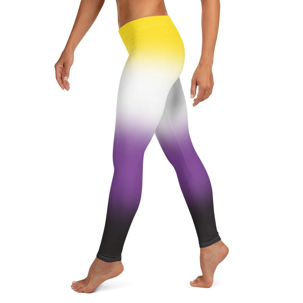 Nonbinary Enby Pride Women's Leggings Yoga Pants in Ombre