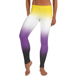 Nonbinary Enby Pride Women's Leggings Yoga Pants in Ombre