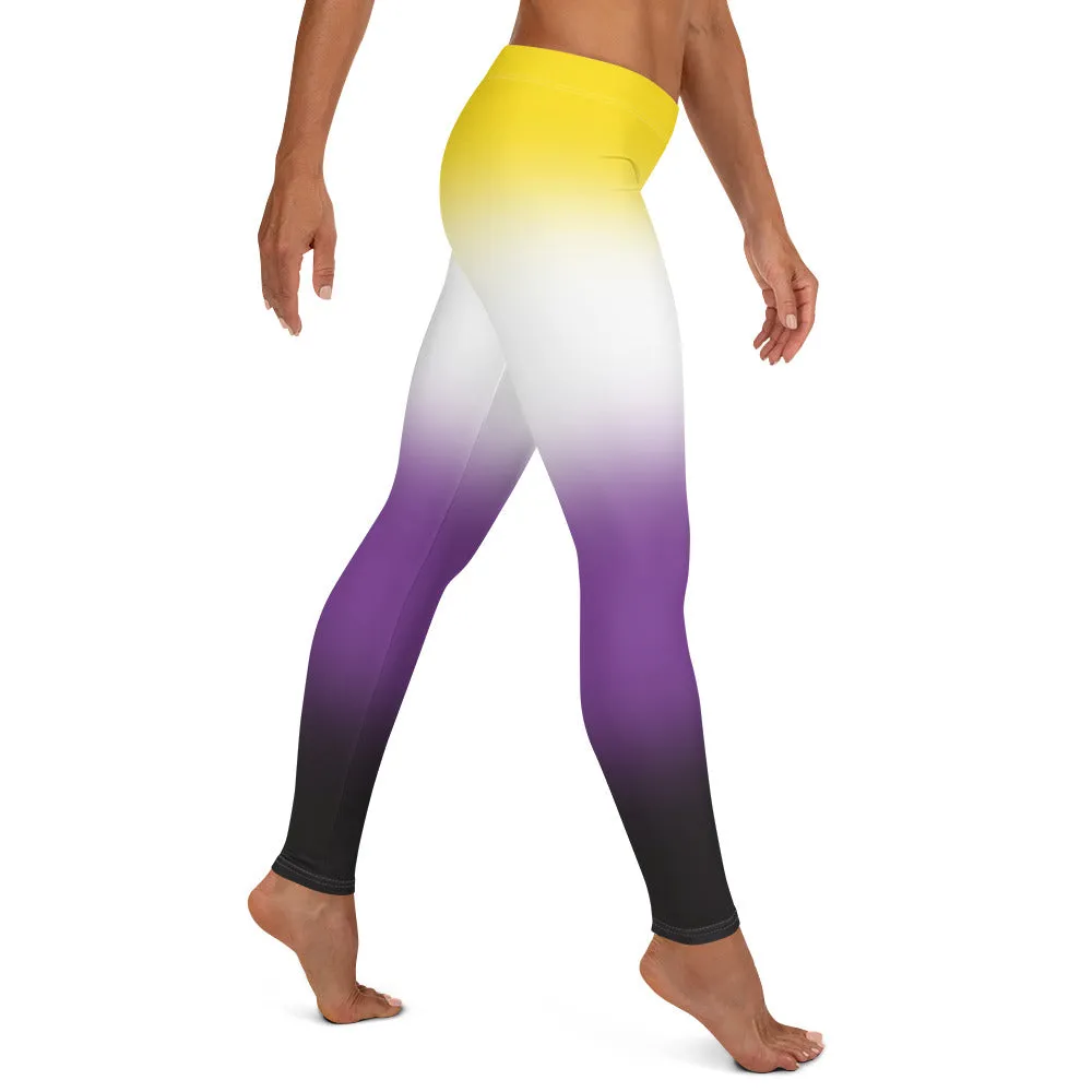 Nonbinary Enby Pride Women's Leggings Yoga Pants in Ombre