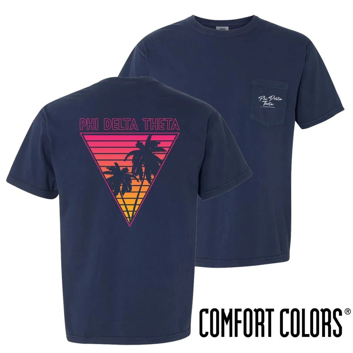 Phi Delt Comfort Colors Navy Short Sleeve Miami Pocket Tee