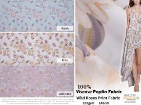 Viscose Poplin Wild Roses Print Fabric - 6003