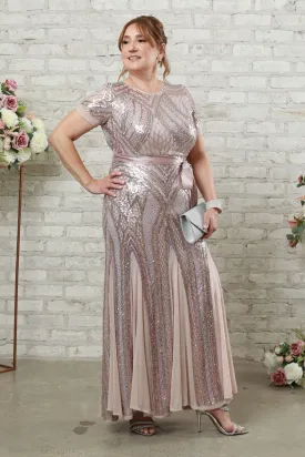 Women Rainbow Sequin Evening Dress